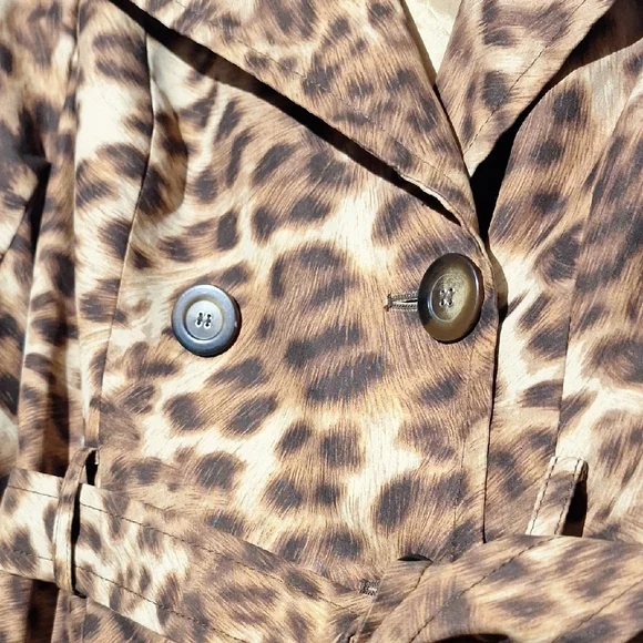 INC Animal Print Trench Coat, Short With Belt Sz 4, NWOT - Picture 8 of 16